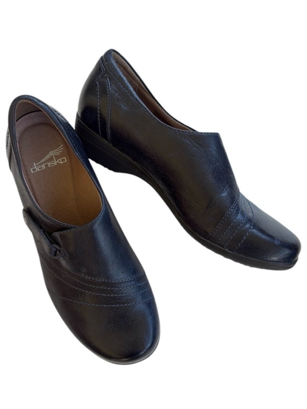 EUC Dansko Leather Franny Slip-On Shoes Dark Blue Size 7